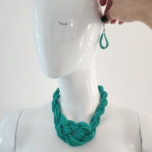 Paparazzi Turquoise Beaded Necklace & Earring Set Statement Style
